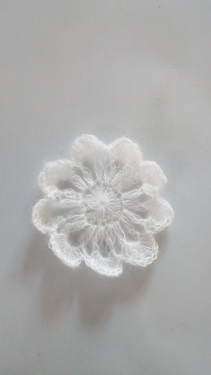 Hand-crocheted wool flower earrings