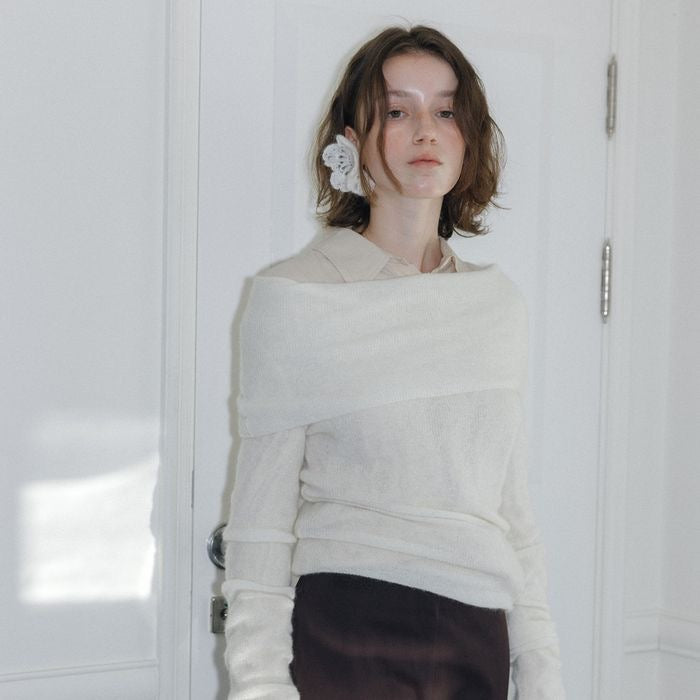 Hand-crocheted wool flower earrings