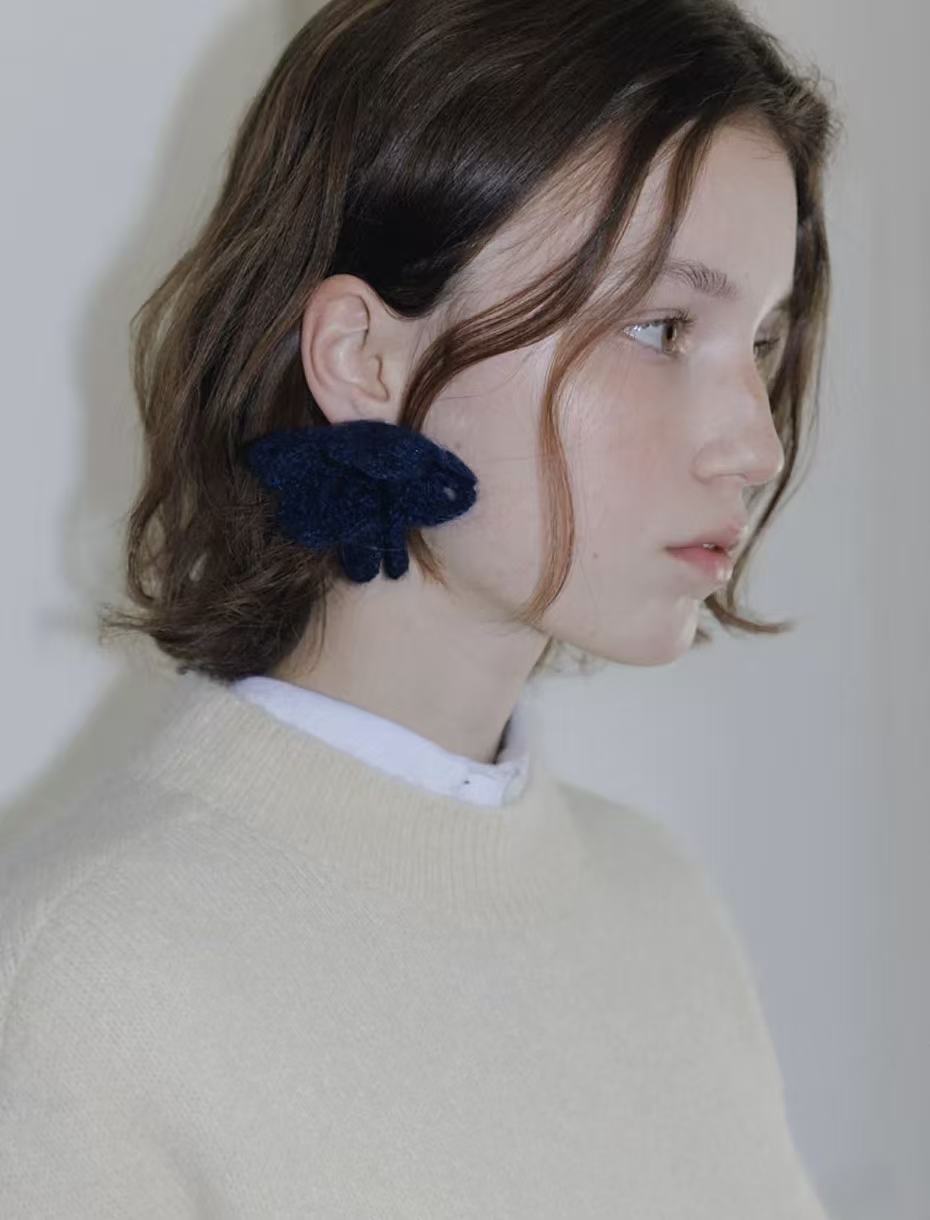 Hand-crocheted wool flower earrings