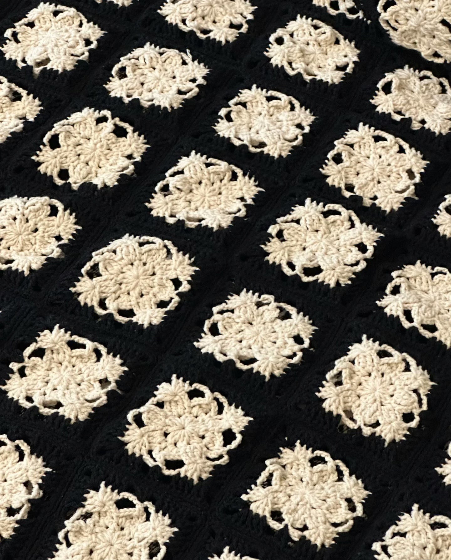 Hand crocheted vintage granny blanket