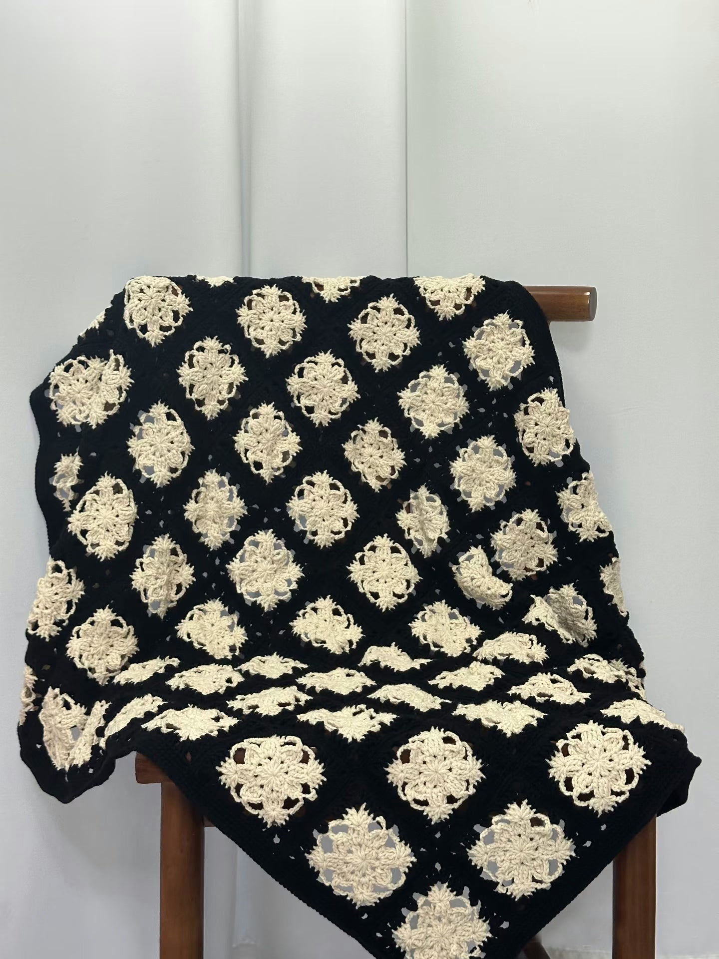 Hand crocheted vintage granny blanket