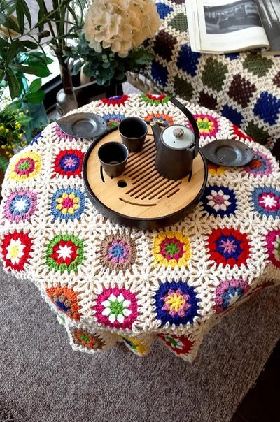 Handmade Granny Square Crochet Throw Blanket