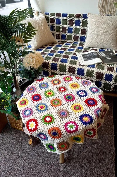 Handmade Granny Square Crochet Throw Blanket