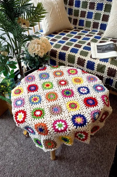 Handmade Granny Square Crochet Throw Blanket