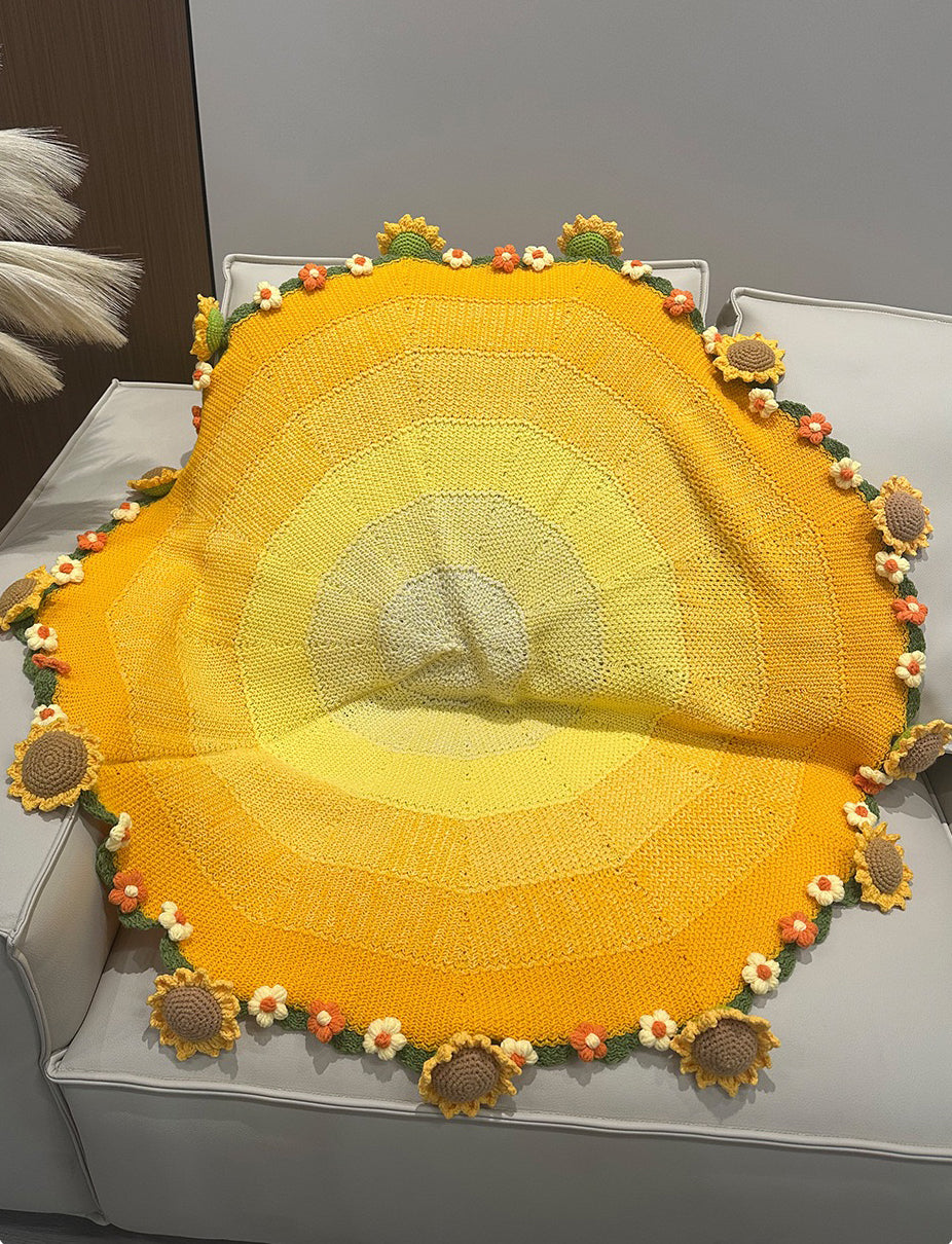 Finished 120cm hand-crocheted sunflower blanket