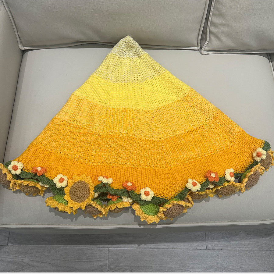 Finished 120cm hand-crocheted sunflower blanket