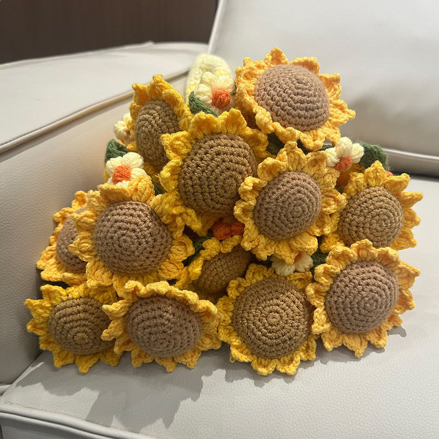 Finished 120cm hand-crocheted sunflower blanket