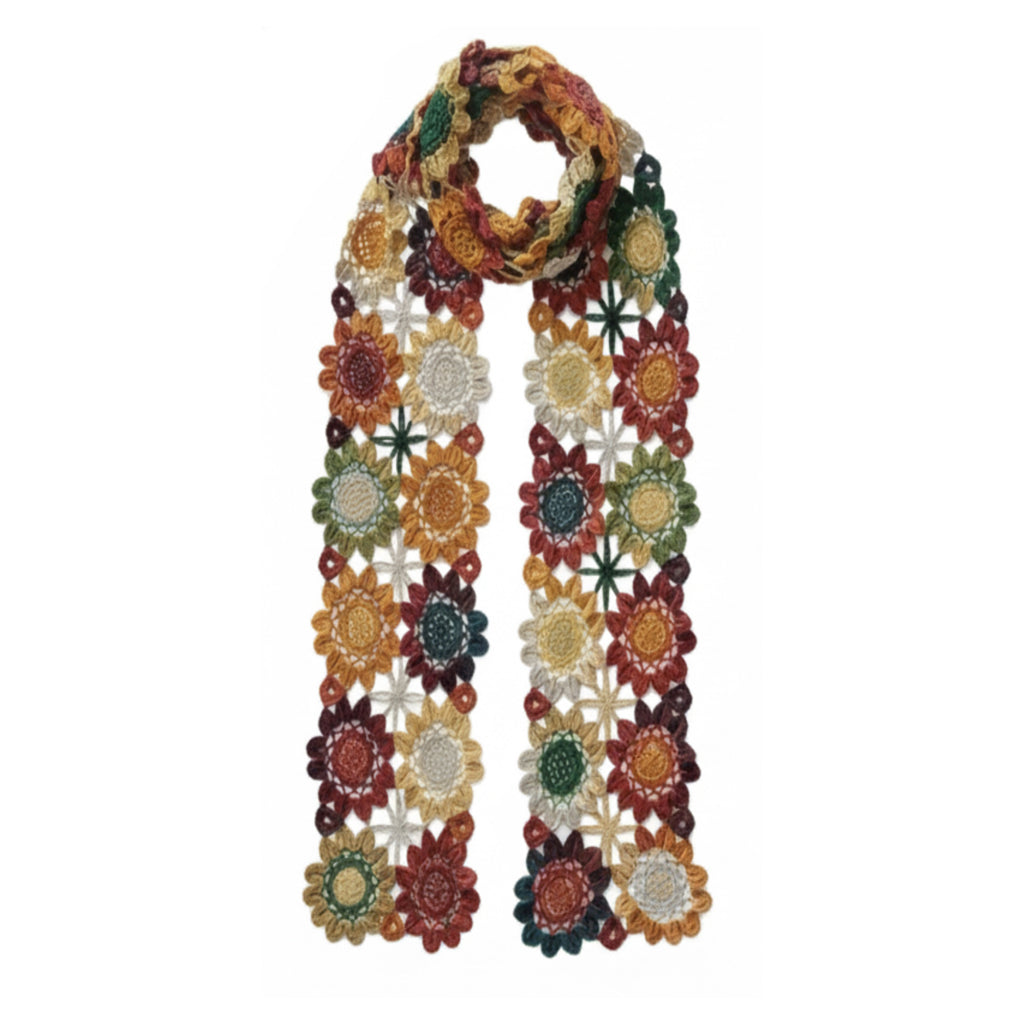 Finished  floral hand-crocheted scarf  winter accessories