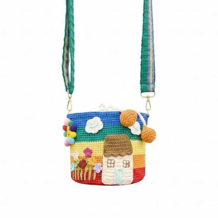 Fairy tale house handmade crocheted crossbody bag
