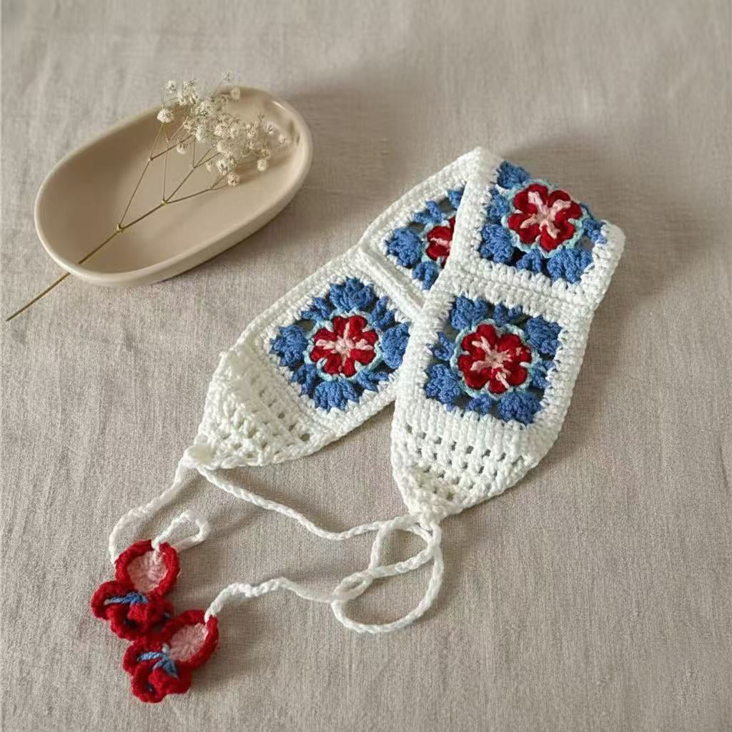 Hand-crocheted vintage granny square headband