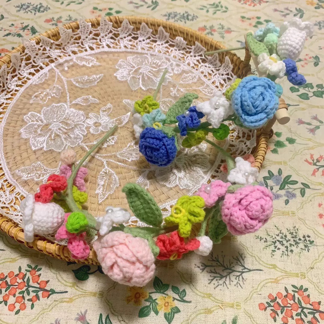Hand-crocheted flower headband