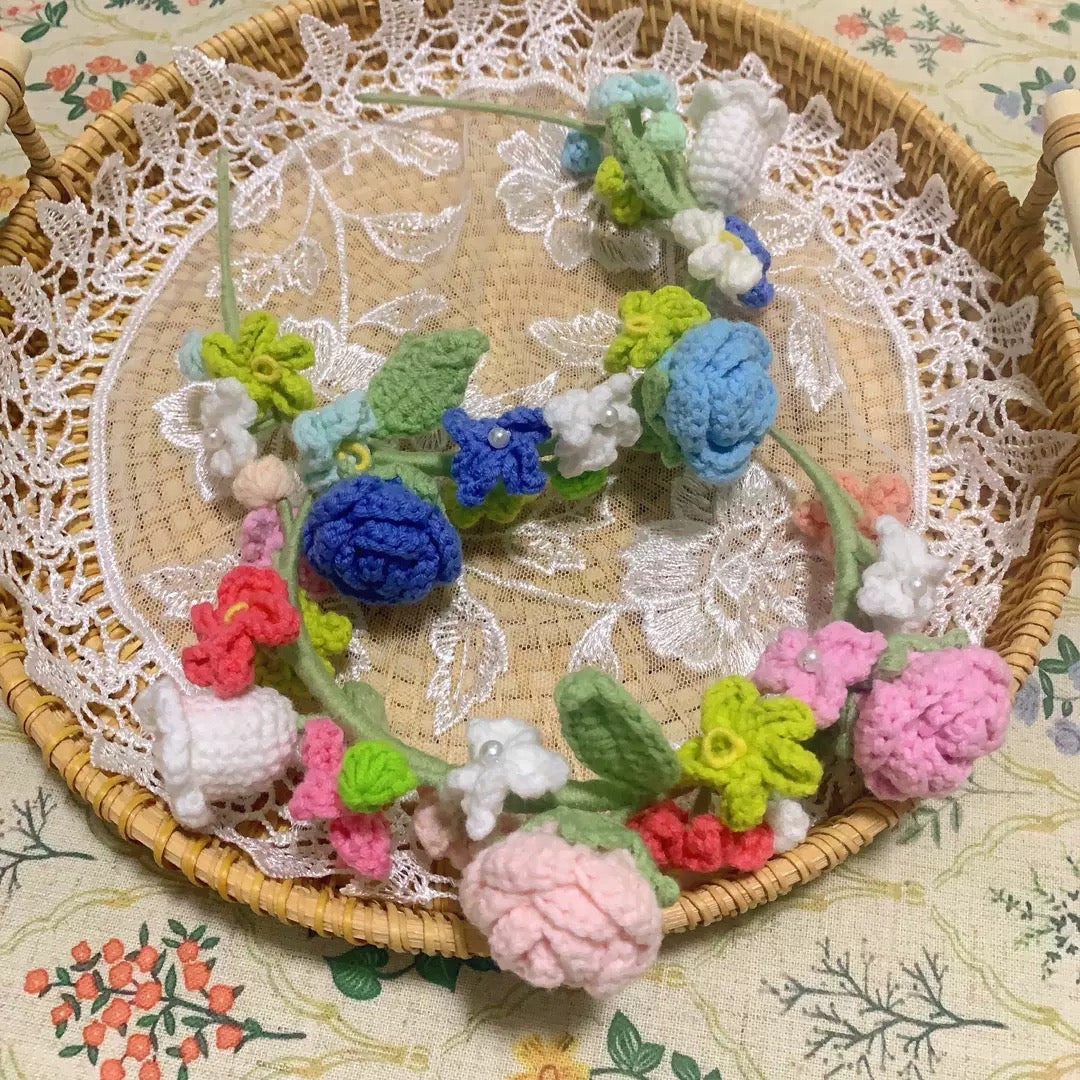 Hand-crocheted flower headband