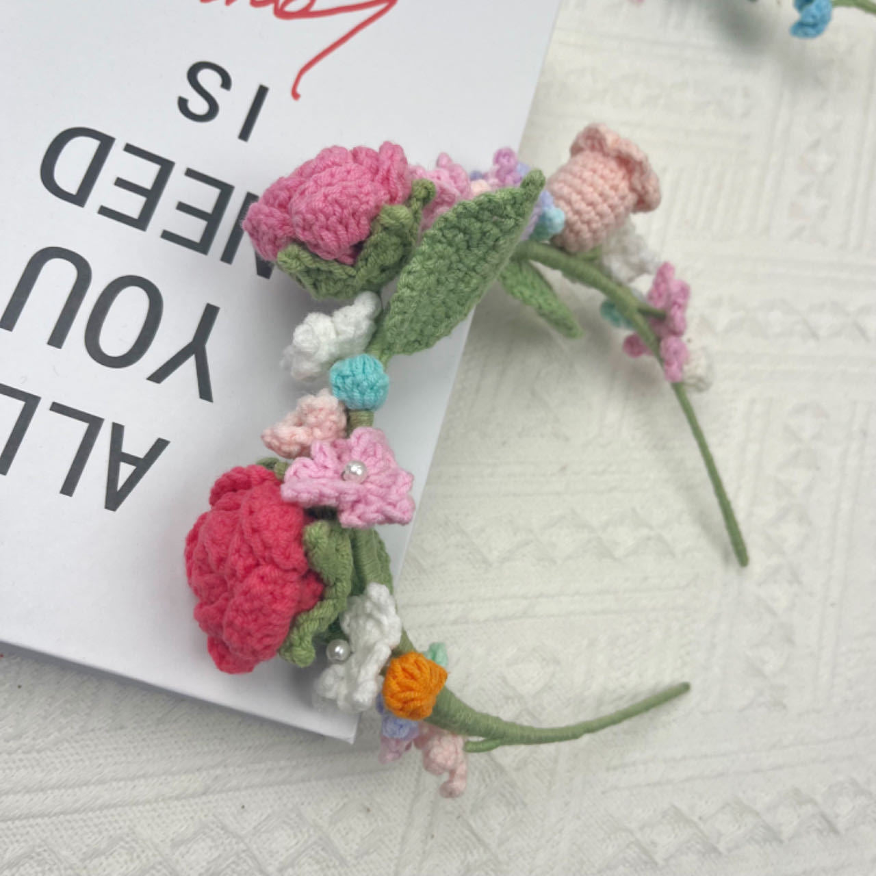 Hand-crocheted flower headband