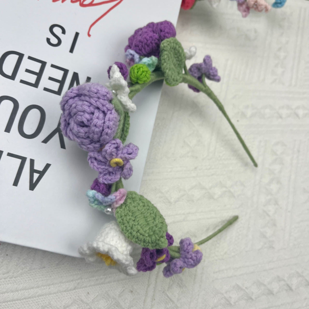 Hand-crocheted flower headband