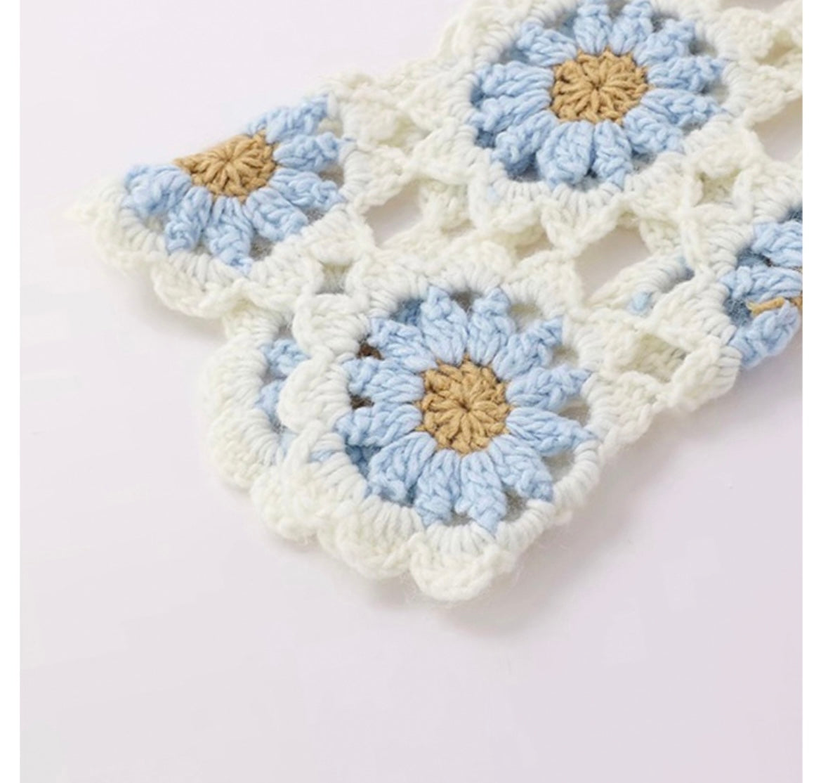 Finished hand-crocheted Icelandic wool sweater, autumn/winter floral long sleeves