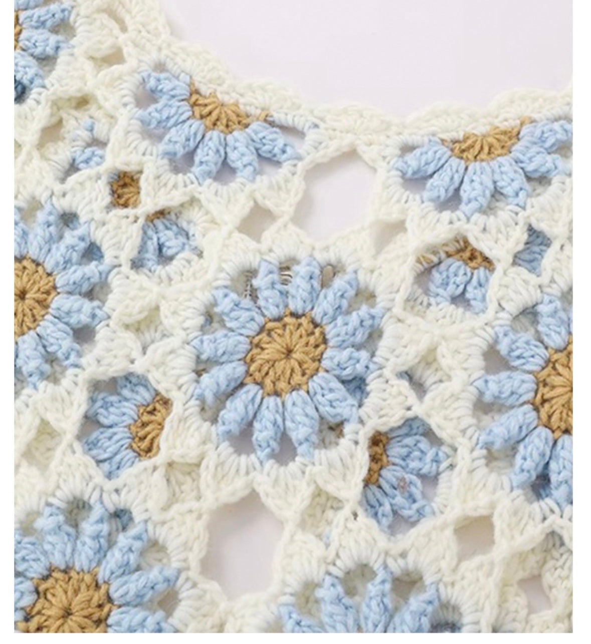 Finished hand-crocheted Icelandic wool sweater, autumn/winter floral long sleeves