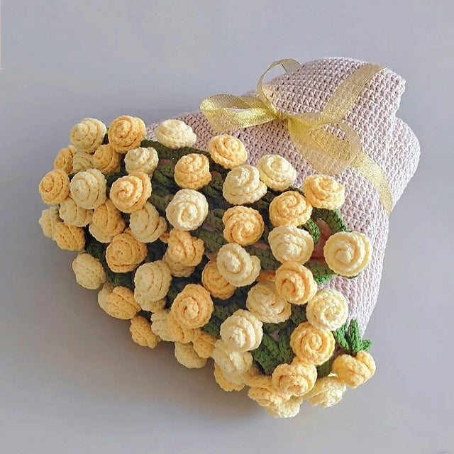Finished Hand-crocheted Yellow Roses round blanket Women's Gifts