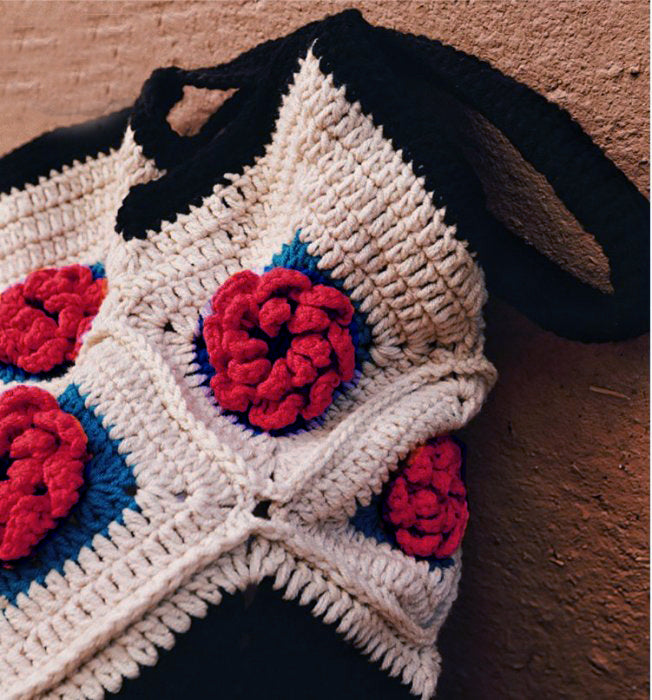 Granny Square Crochet Tote Bag: Handmade Floral Shoulder Bag