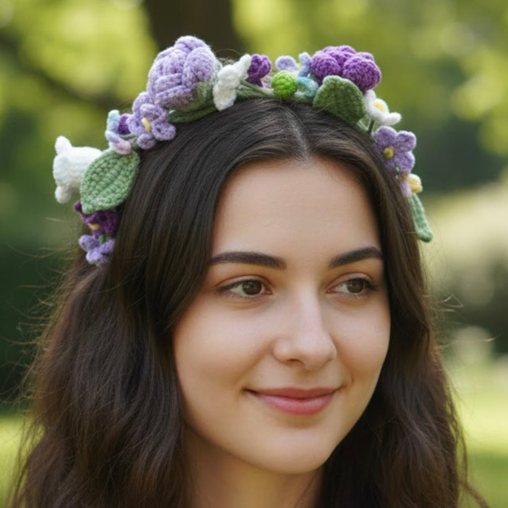 Hand-crocheted flower headband