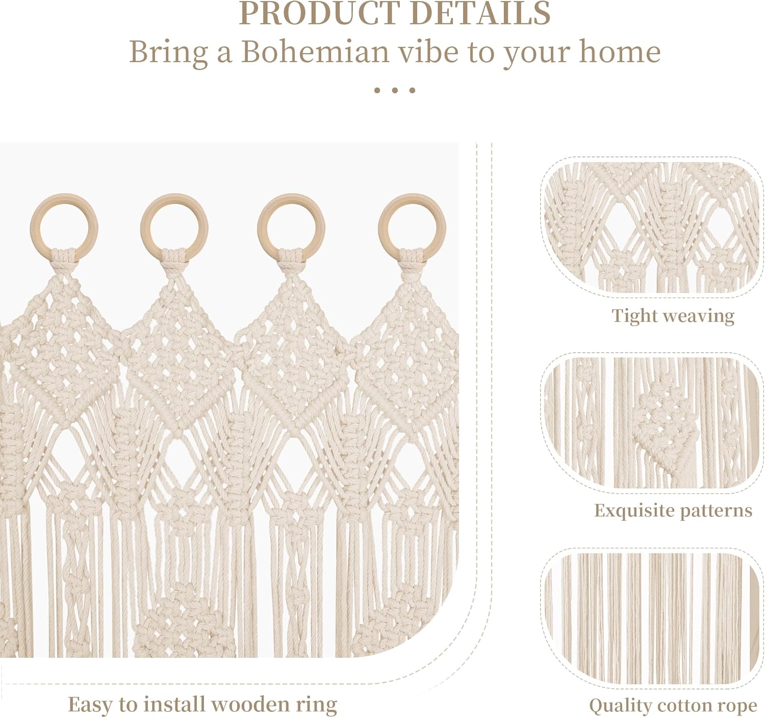 Boho Macrame Window Curtain Room Divider Door Curtain 200x85 Large