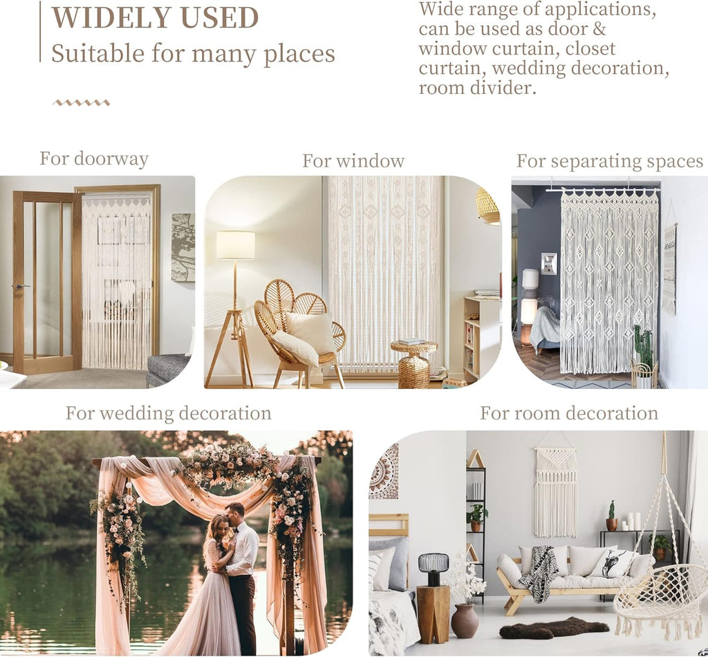 Boho Macrame Window Curtain Room Divider Door Curtain 200x85 Large