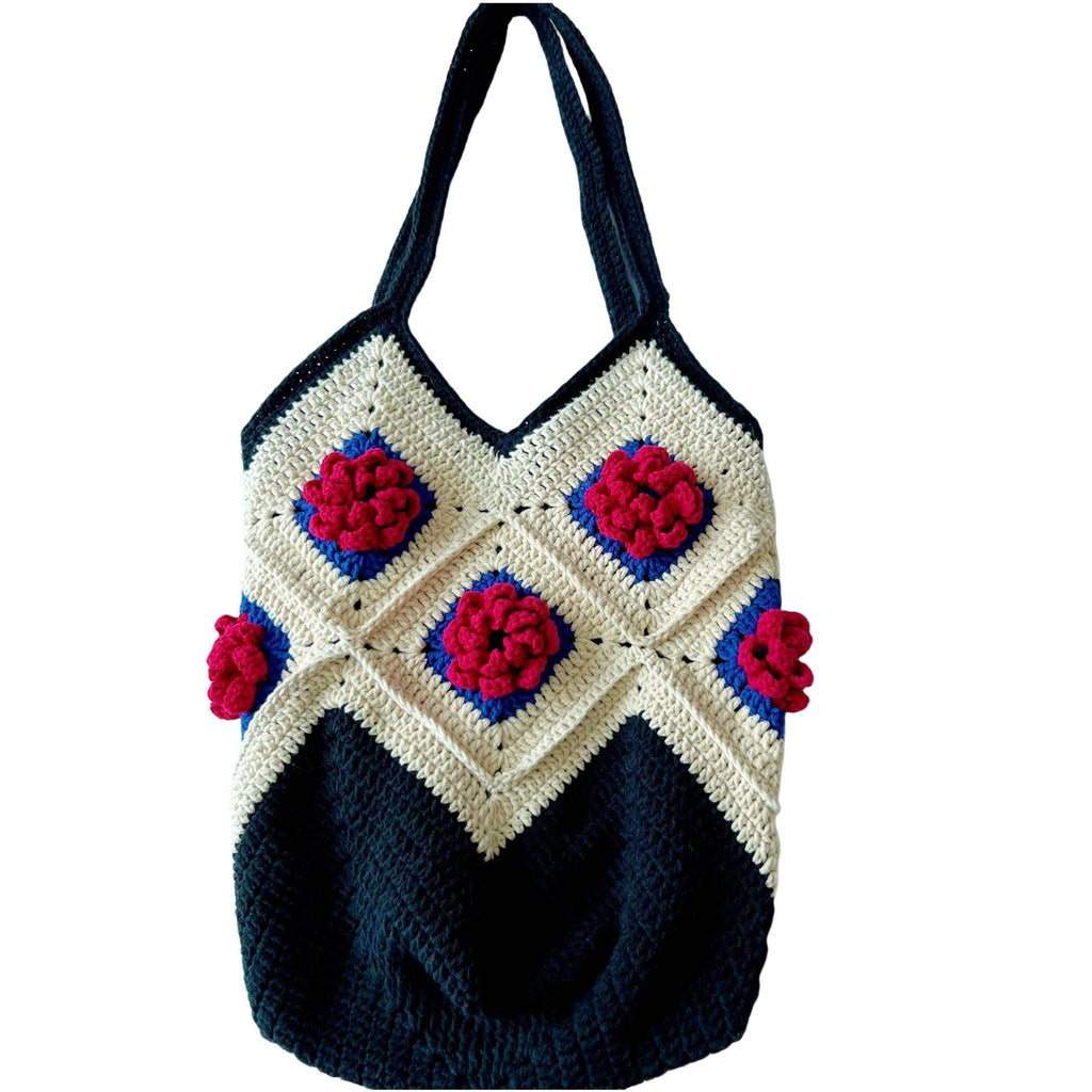 Granny Square Crochet Tote Bag: Handmade Floral Shoulder Bag
