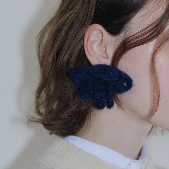 Hand-crocheted wool flower earrings