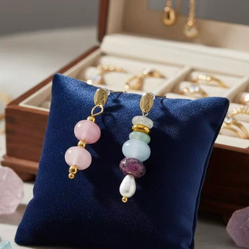 Colorful natural stone earrings for women