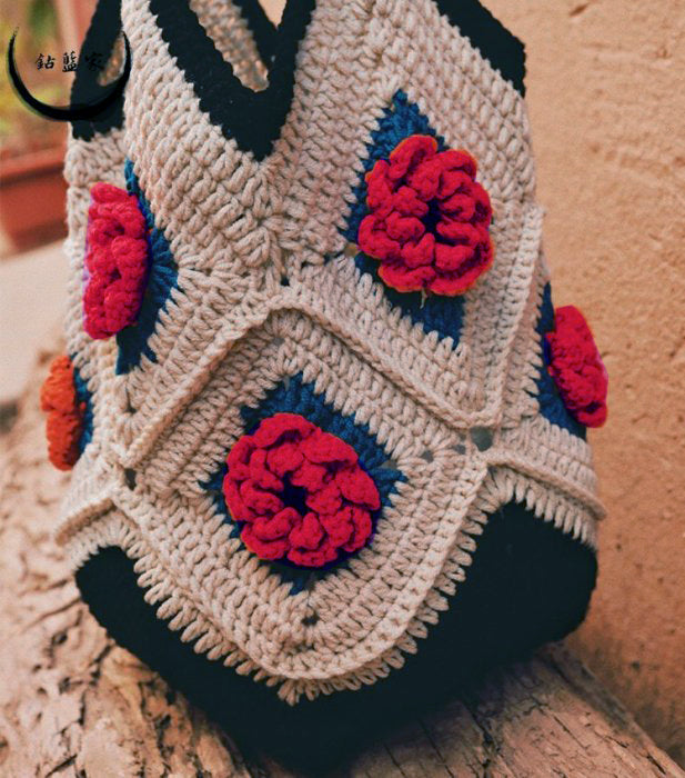 Granny Square Crochet Tote Bag: Handmade Floral Shoulder Bag