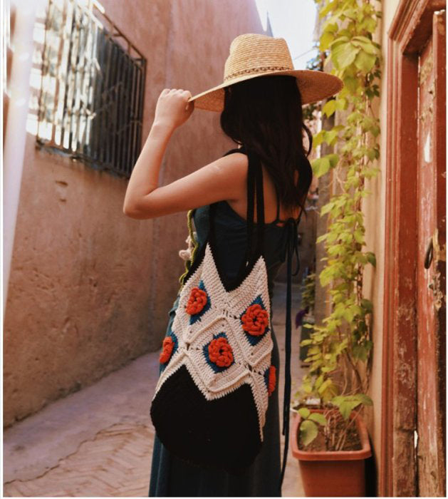 Granny Square Crochet Tote Bag: Handmade Floral Shoulder Bag